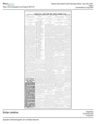 Western Mail, 6 December 1930, Loss to Cardiff, Emlyn Jenkins Joins Rugby League
