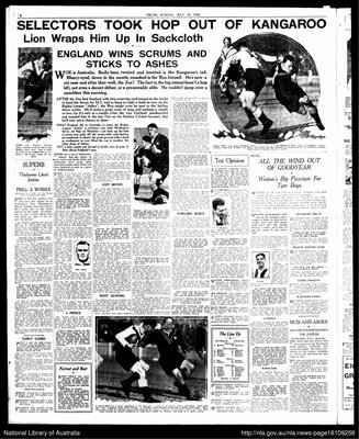 Truth (Sydney) page 6, 19 July 1936, reporting the third Ashes Test