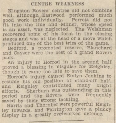 Keighley against Hull Kingston Rovers