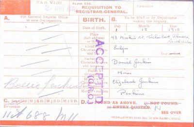 Requisition to the Registrar-General